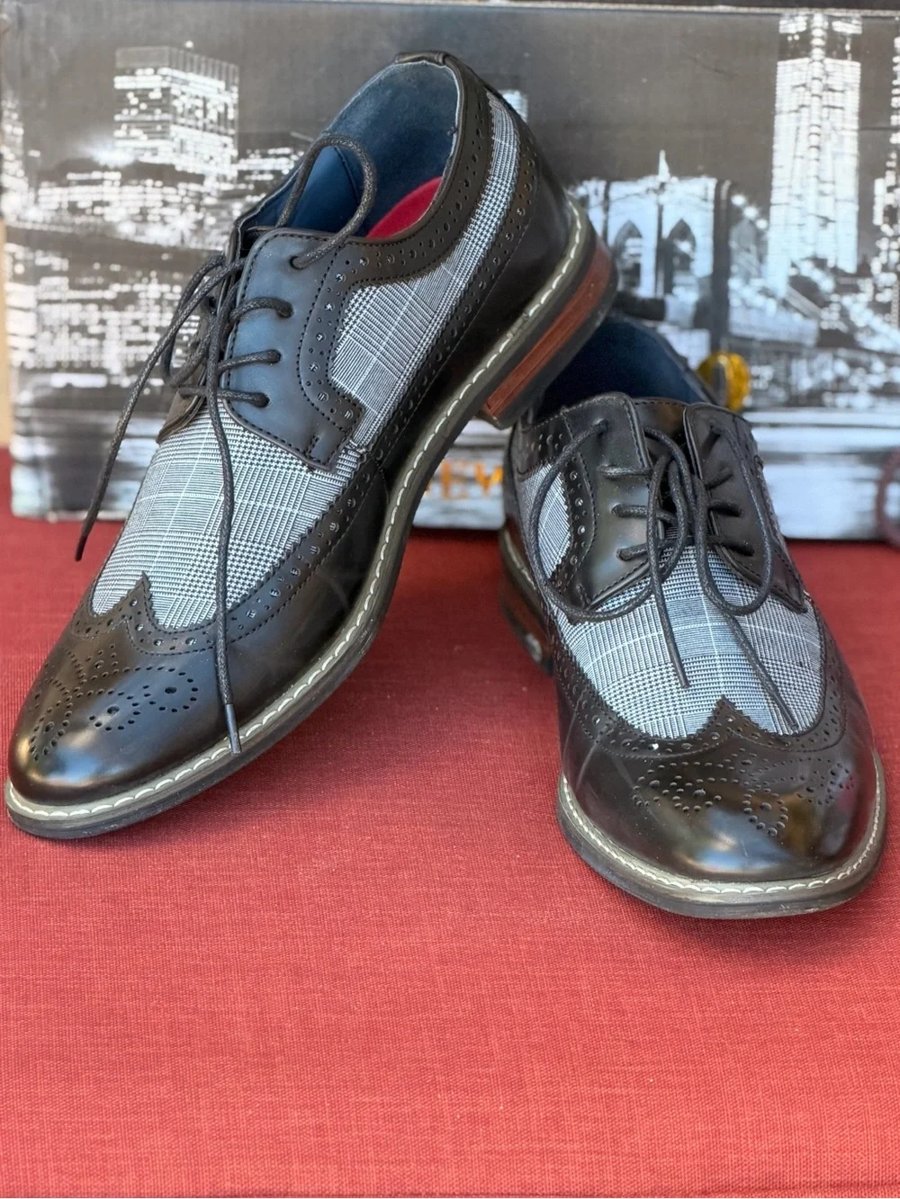 Titan Black and Gray Wingtip Brogue Oxfords